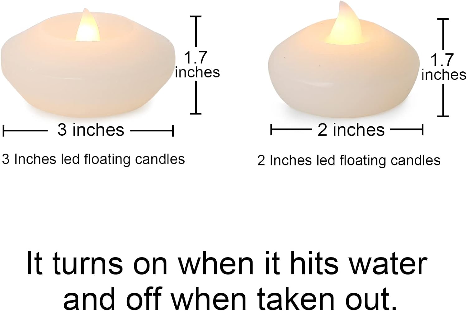 LARDUX 3 Inch Led Floating Candles - 24 PCS Flameless Water Activated Floating Tea Lights Fake Floating Tealight Battery Operated for Centerpieces Cylinder Vases Wedding Party Decorations