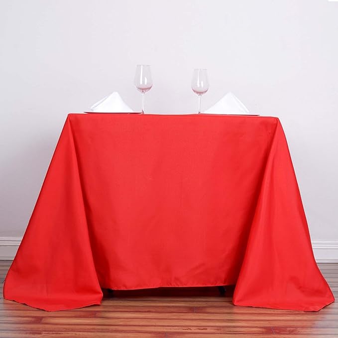Efavormart 90" RED Wholesale Linens Polyester Square Linen Tablecloth for Kitchen Dining Catering Wedding Birthday Party Events