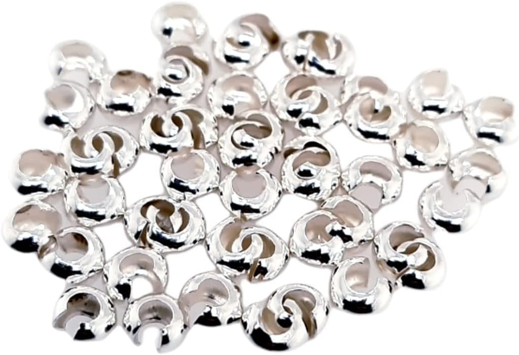 925 sterling silver open crimp bead covers, 4mm shown in use