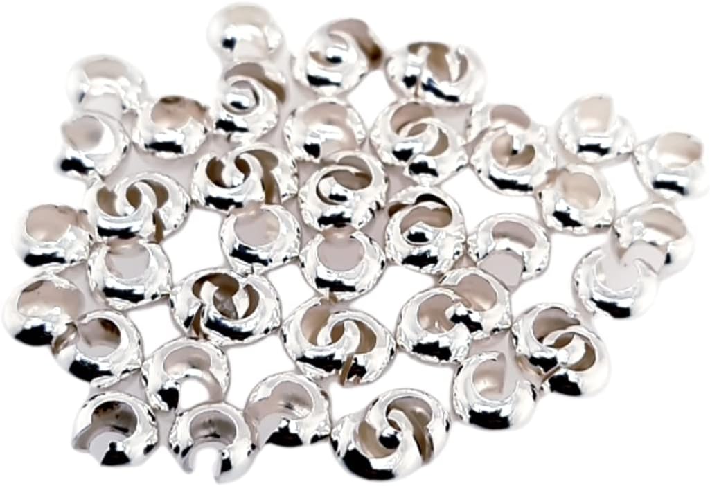 925 sterling silver open crimp bead covers, 4mm shown in use