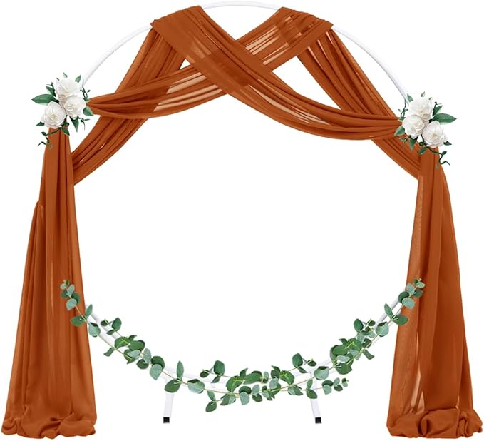 Socomi Wedding Arch Draping Fabric 3 Panels 29" x 19Ft Terracotta Sheer Chiffon Curtain Drapes 6 Yards for Wedding Ceremony Birthday Party Decoration