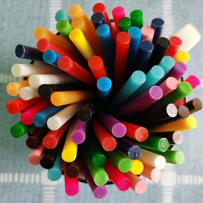 Colored Hot Glue Sticks for Hot Glue Gun 15 Colors 75 Pcs 7* 100mm Full Size Opaque Color Mini Hot Glue Sticks Hot Melt Glue Gun Stick Bulk Purple Black Yellow Pink Red Purple for DIY Art Craft Repair