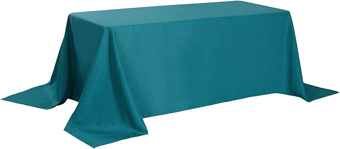 Rectangle Tablecloth 90x132 inch Washable Polyester Fabric Table Cloth for Wedding Party Dining Banquet Decoration（90x132, Teal）