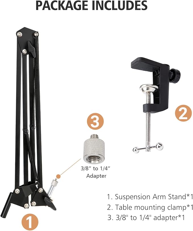 For Elgato Wave 3 Boom Arm Microphone Stand, Professional Mic Boom Arm Mic Stand Compatible with Elgato Wave:3 USB Condenser Microphone by SUNMON