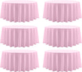 Round Tablecloth 6 Pack 108 Inch Pink Tablecloths Washable Decorative Linen Polyester Table Clothes Cover for Dining Table Banquets Buffet Parties and Wedding