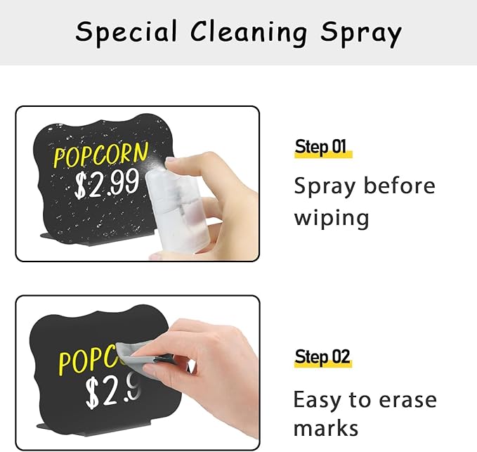 PigPotParty 18 Pcs Food Labels for Party Buffet w/Cleaning Spray, 4"x3" Mini Chalkboard Signs Include 2 Liquid Chalk Markers for Food Display - Food Tags- Table Palce Card (Waved Shape)