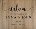 Andaz Press Large Wooden Welcome Sign for Wedding, Rustic Welcome Sign 16" x 20" Custom Names & Date Minimal Woodland Wedding Signage English Oak MDF Wood Finish Wedding Reception Indoor Outdoor Signs