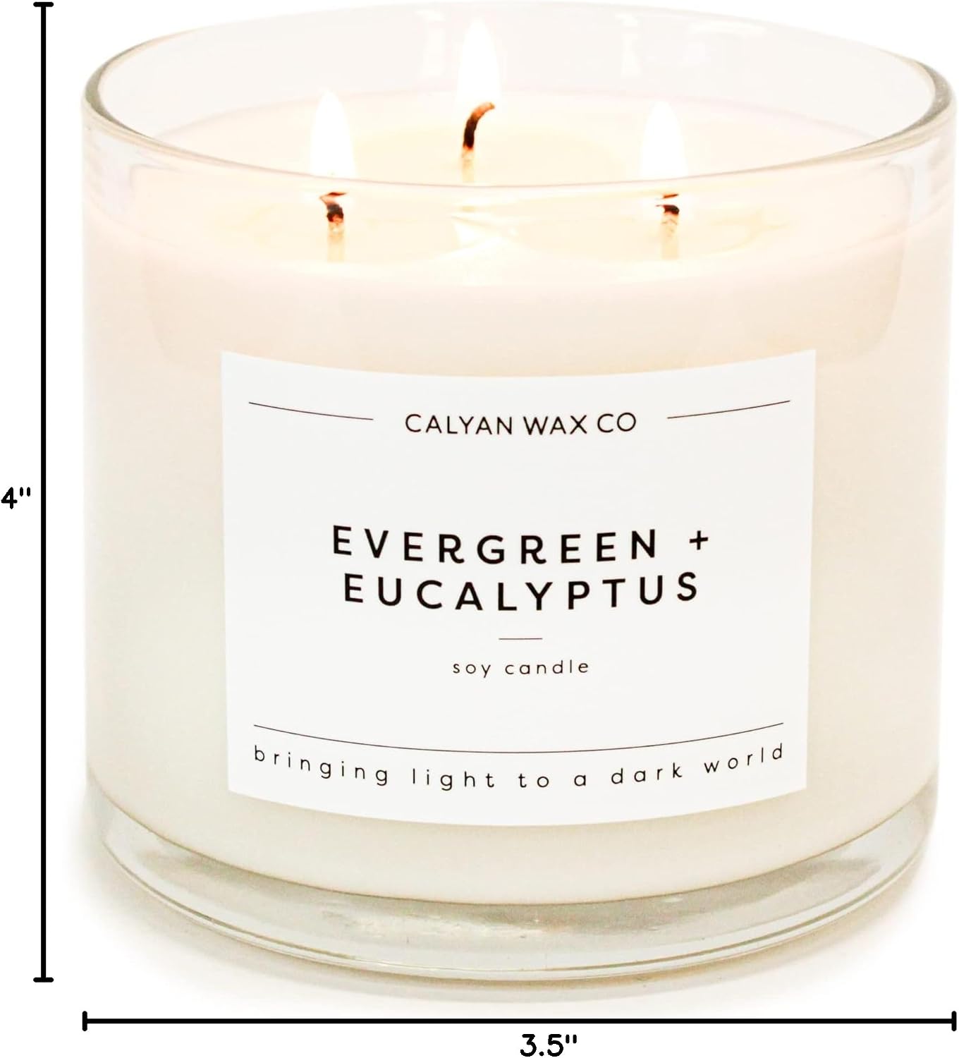 Calyan Wax Co. Evergreen & Eucalyptus 3 Wick Scented Candle - 43 Hour Burn - Luxury 3 Wick Soy Candles - Clean Soy Wax Candles - Long Lasting Large Glass Jar Candle for Home - 14.9oz
