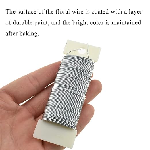 HAHIYO 22Gauge Silver Flexible Floral Wire - 1 Roll, 38 Yards (115 Feet) for Crafts, Christmas Wreaths, Tree & Flower Arrangements, Wedding DIY