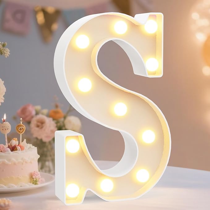 Pooqla LED Marquee Letter Lights Sign, Light Up Alphabet Letter for Home Party Wedding Decoration S