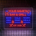 Personalized BBQ Neon Sign Custom Bar and Grill Sign Patio LED Lights Backyard Bar Signs for Men Outdoor Lighted Patio Acrylic Table Grilling Kitchen Home Garden Wall Decor