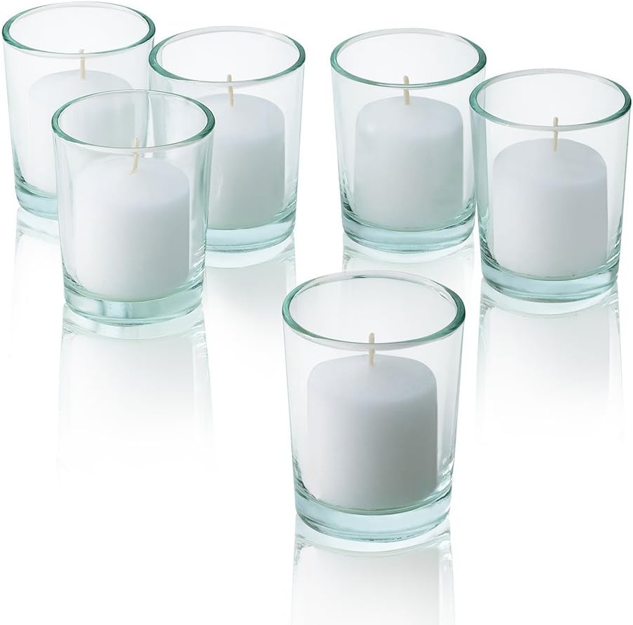 Bulk Pack of 144 White Votive Candles - Box of 144 Unscented Candles - 10 Hour Burn Time - Bulk Candles for Weddings, Parties, Spas and Decorations