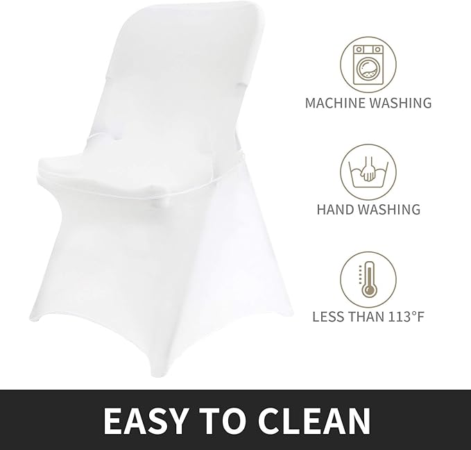 Peomeise Stretch Spandex Folding Chair Cover for Wedding Party Dining Banquet Event (Ivory,6pcs)