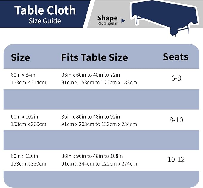 Navy Blue 6 Pack Polyester Table Cloth 60 x 84 Inch, Rectangle Tablecloths for 6 Foot Tables Washable Table Cloth for Party Wedding