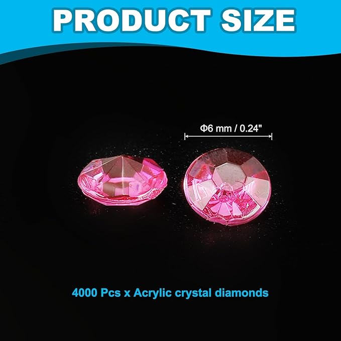PATIKIL 4000 Pcs Wedding Table Scatter Confetti Crystals 6mm Acrylic Diamonds Vase Fillers Gems for Table Centerpiece Decorations Party Vase Beads, Rose Red