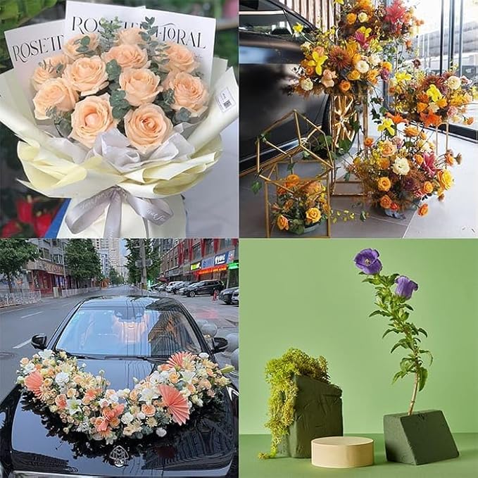 3 PCS Wet Floral Foam Blocks for Fresh Flowers, Each (5.5"L x 3.1"W x 1.7"H) Green Foam for Flower Arrangements, Florist Bricks for Weddings, Birthday Gifts, Crafts and Garden Decorations