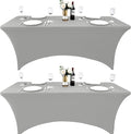 112 2-Pack 6ft Spandex Table Covers for Rectangle Standard Folding Tables - Wrinkle Resistant Stretch Tablecloths - Ultimate Fitted Table Protector for Parties, Banquet, and Wedding