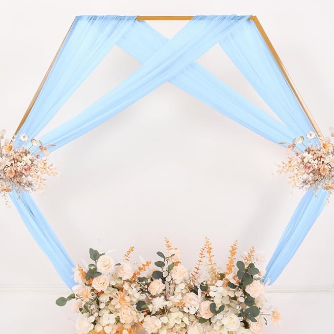 MLMC Baby Blue Wedding Arch Draping Fabric 2 Panels 29" x 20 FT Extra Long Lavender Gauze Drapes Sheer Backdrop Curtains 6.6 Yards Outdoor Drapery Panels for Wedding Ceremony Party Ceiling Decoration