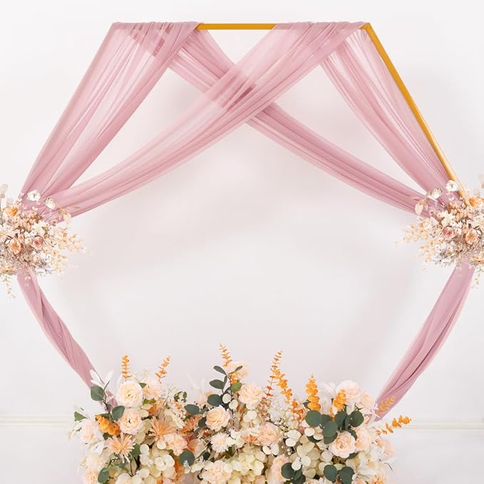 MLMC Dusty Rose Wedding Arch Draping Fabric 2 Panels 29" x 20 FT Extra Long Gauze Drapes Sheer Backdrop Curtains 6.6 Yards Outdoor Drapery Panels for Wedding Bridal Shower Party Ceiling Decoration