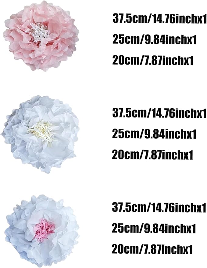 Pink Paper Flowers Decoration-Blush Pink Cream Colorful Paper Pom Poms Wall Decor for Baby Showers, Weddings, Graduations, Tea Parties, Engagement