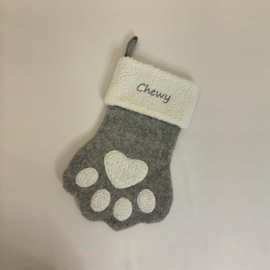 Custom Plush Paw Christmas Stockings with Pet Name, Personalized Dog Cat Paw Stockings Embroidered for Family Decorations 2026 Xmas Gift, 1 Pack