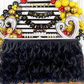 Luxury Organza Mesh Table Skirt Draping Floating Romance - Perfect for Bridal Showers, Birthday Weddings - Clear Flowing Decoration for a Wonderful Main Cake Table (Black-6ft, 72" L×30" H)