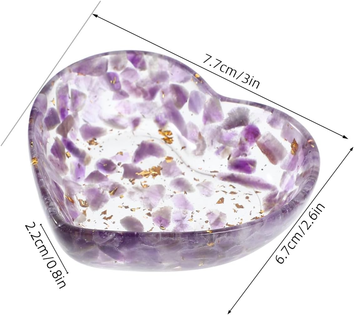 Candle Holder Decorative Bowl Resin and Crystal Heart Shaped with Unique Texture and Versatile Usage for Office and Living Room Decor