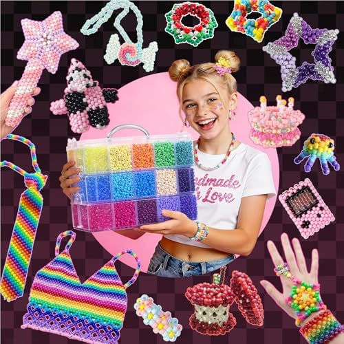 simetufy 14000pcs pony beads bulk, 30 colors 6x9, package contents