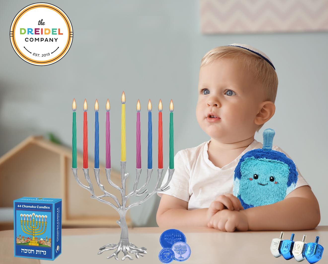 The Dreidel Company Jerusalem Hanukkah Candles Menorah Candles Single-Pack, Chanukah Candles 44 for All 8 Nights of Chanukah