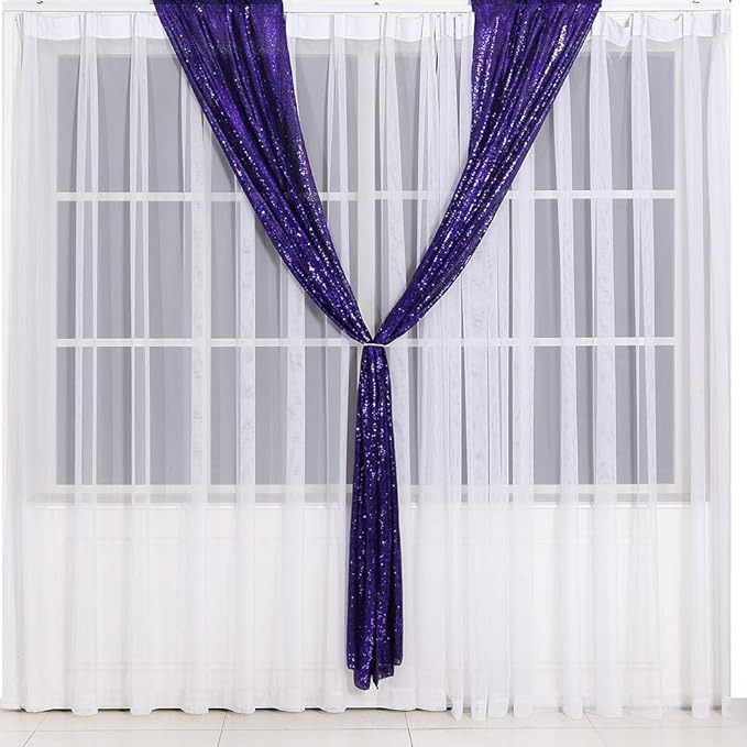 Eternal Beauty Sequin Backdrop Curtains, 2x8 Ft-2 Panels Purple Back Drop for Shimmer Photography Party Wedding Birthday Decor