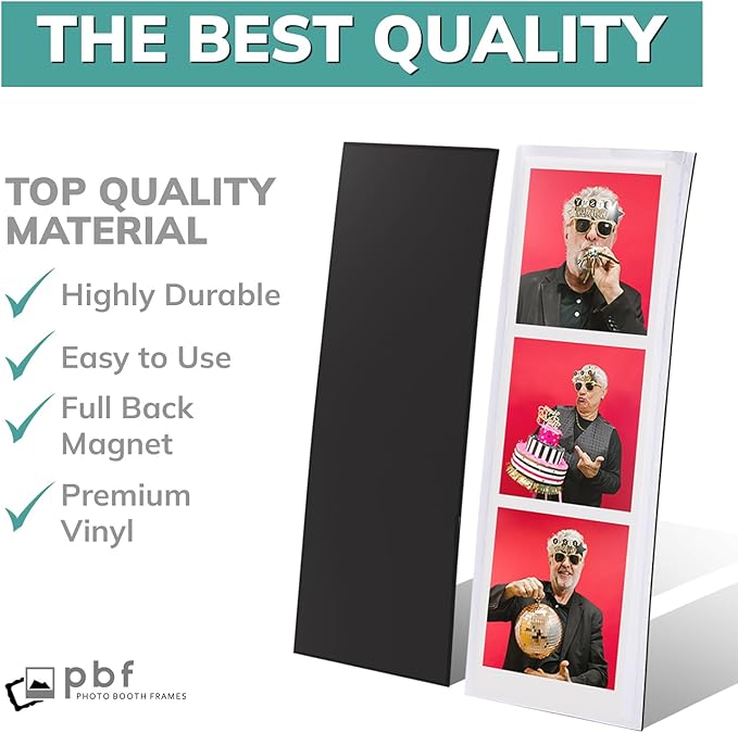 pbf PHOTO BOOTH FRAMES 2x6 Magnetic Picture Frames for Refrigerator | 2 x 6 Clear Magnetic Vinyl Frames for Photo Strips for Fridge (200-Pack)
