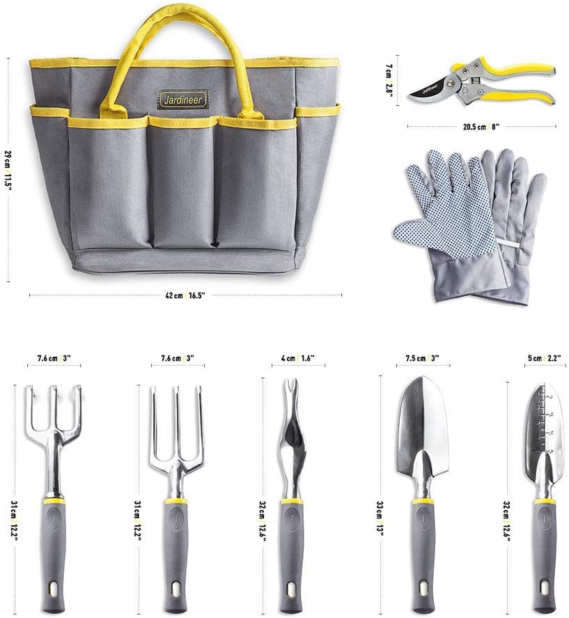 jardineer garden tools set, 8pcs heavy duty garden, close-up detail