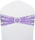 50 Pcs Sequin Chair Sashes Stretch Chair Bands Spandex Polyester Bows for Party Hotel Wedding Banquets Decoration - Lavender