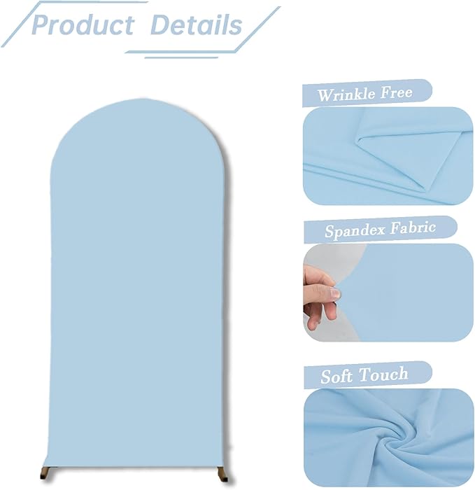 bricia Wedding Arch Backdrop Stand Cover, 6FT Double Sided Stretchy Arch Cover Fitted Wedding Birthday Party Banquet Decoration (Bluemist 72''Lx31.2''W)