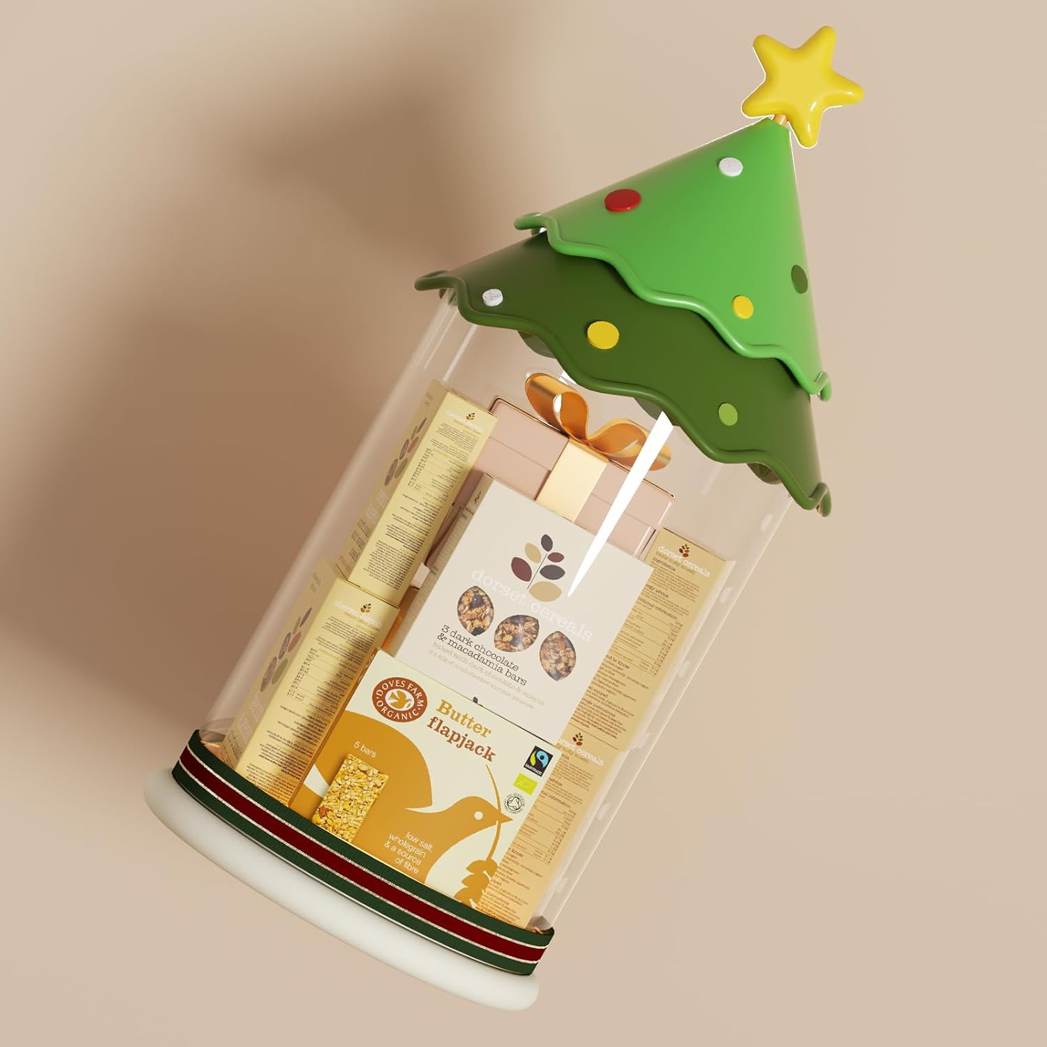 Transparent PVC Storage Tube with Door - Vertical Organizer for Plush Storage Organizer, Home Organization Tube for Soft Items(Green Christmas Tree Style, 1-layer)