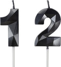 Number 12 Candles,12th Birthday Candles,Black Happy Birthday Candle for Cake,3D Design Cake Topper Decorations for Boy Men Pet Birthday Party Wedding Anniversary Celebration Supplies