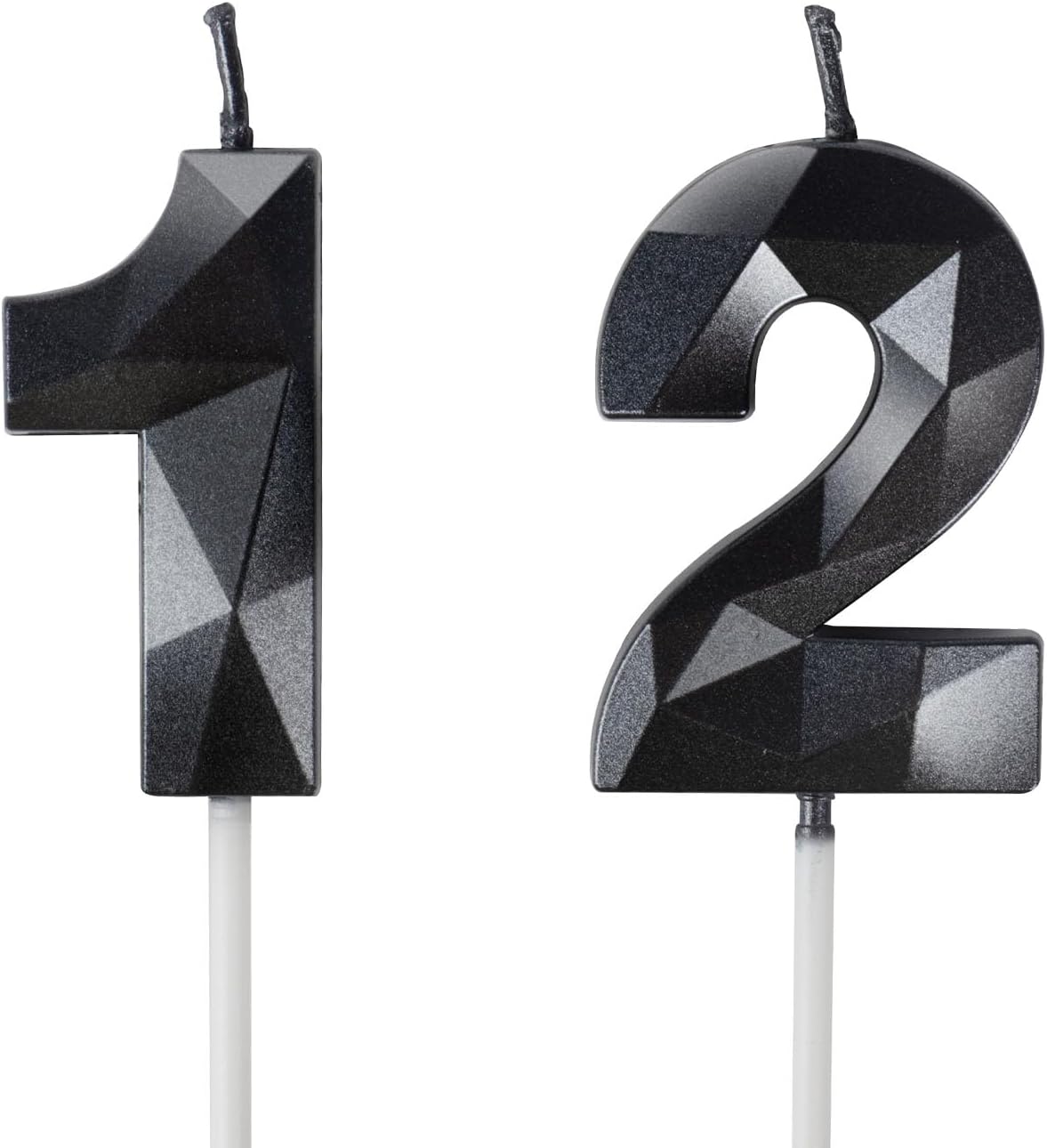 Number 12 Candles,12th Birthday Candles,Black Happy Birthday Candle for Cake,3D Design Cake Topper Decorations for Boy Men Pet Birthday Party Wedding Anniversary Celebration Supplies