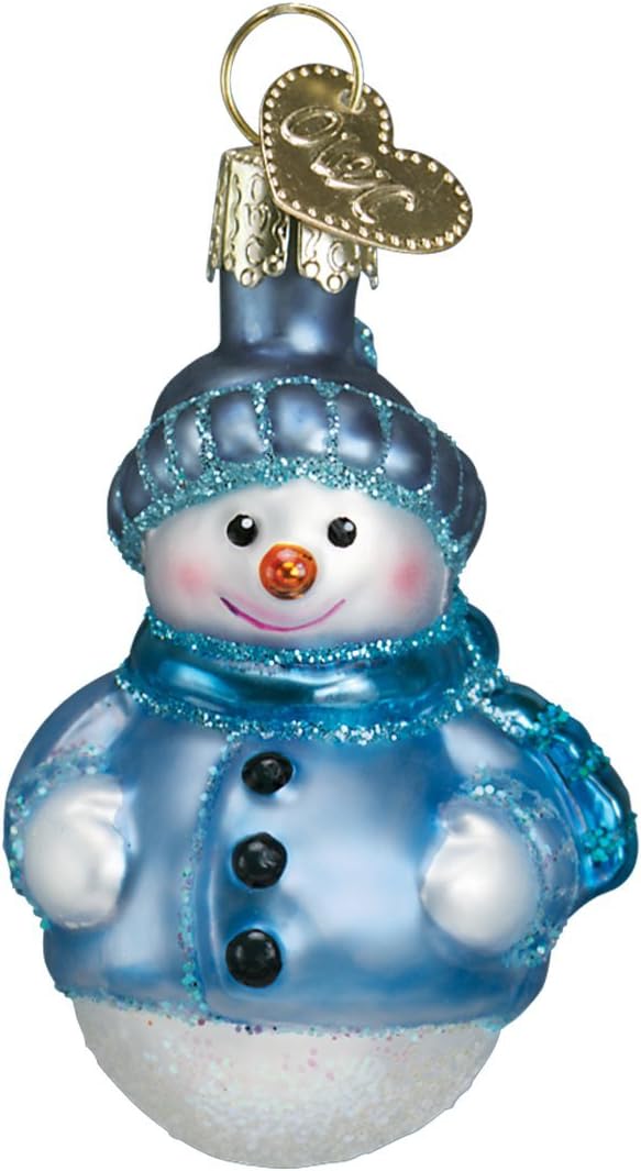 Old World Christmas Mini Snowman Set Glass Blown Ornament for Christmas Tree, Handcrafted Holiday Decoration, Set Collection