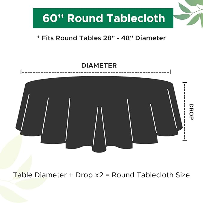 Biscaynebay Textured Fabric Round Tablecloths 60" for Round Tables diameters from 28" to 48", Light Blue Water Resistant Folding Table Covers Washable for Dining, Kitchen, Wedding, Parties etc