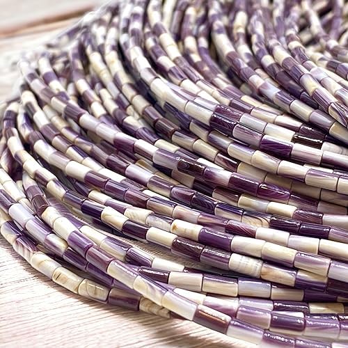 abcgems purple & white wampum shell beads usa, side view