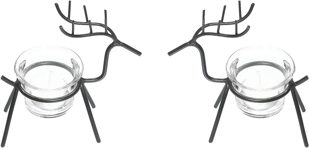 Webelkart Iron Christmas Reindeer Tealight Holder for Christmas Decorations (Pack of 2)