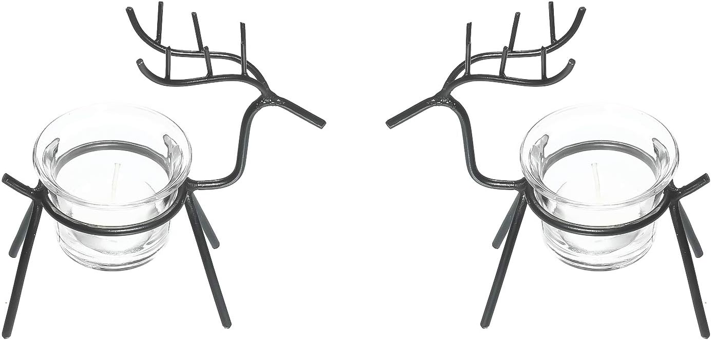 Webelkart Iron Christmas Reindeer Tealight Holder for Christmas Decorations (Pack of 2)