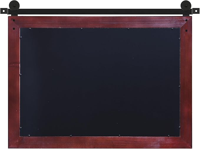 COGOOD Farmhouse Barn Door Mirror - 41" x 26" Rustic Wood Framed Mirror for Bathroom, Living Room, Entryway Wall Decor (Espresso)