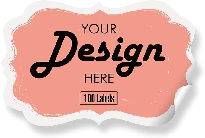 Custom Personalized Labels - Any Design Image Logo Text, Thank You Stickers for Business, 100 Labels (Fancy Frame, 5"x2")