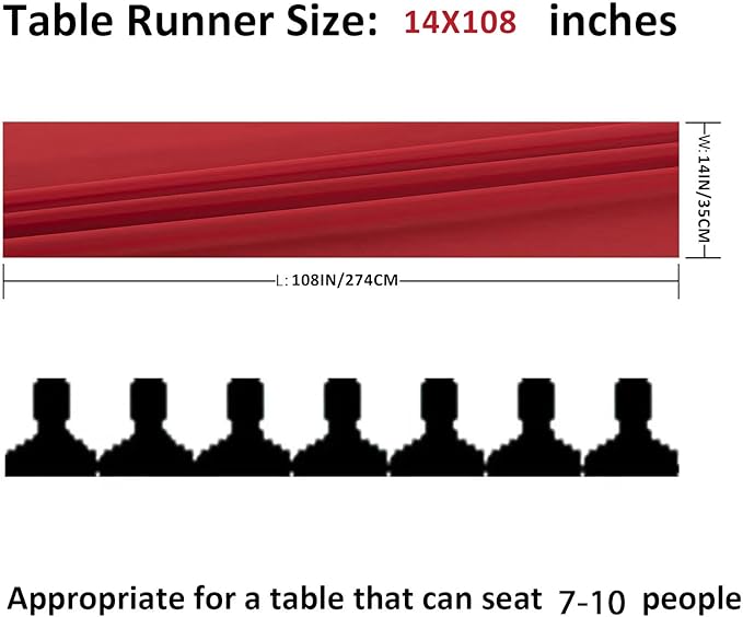 6Pack 9ft Chiffon Table Runner 14x108 Inch Sheer Romantic Table Runner for Wedding Birthday Party Bridal Shower Outdoor Decoration-Red