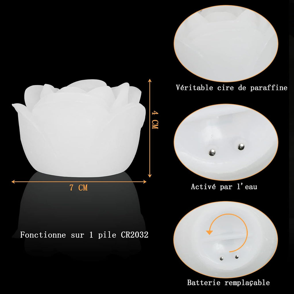 LARDUX ARDUX Pack of 12 LED Floating Candles - Flameless Floating Rose Tea Lights Waterproof Flower Wax Candles Battery-Powered for Wedding Centerpieces Pool Party Decoration