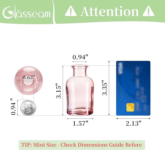 Glasseam Mini Bud Vases for Centerpieces: Colored Small Flower Vase Set of 20 Cute Tiny Glass Vases for Flowers Modern Decorative Wedding Table Centerpiece for Dining Room Decoration