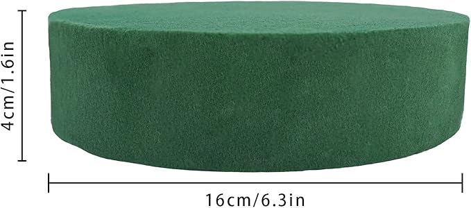 Prashent 4 Pcs Round Floral Foam Blocks,Green Wet Dry Flower Foam Plant Foam for Fresh & Artificial Flower Arrangements DIY Craft 6.3" X 1.6"