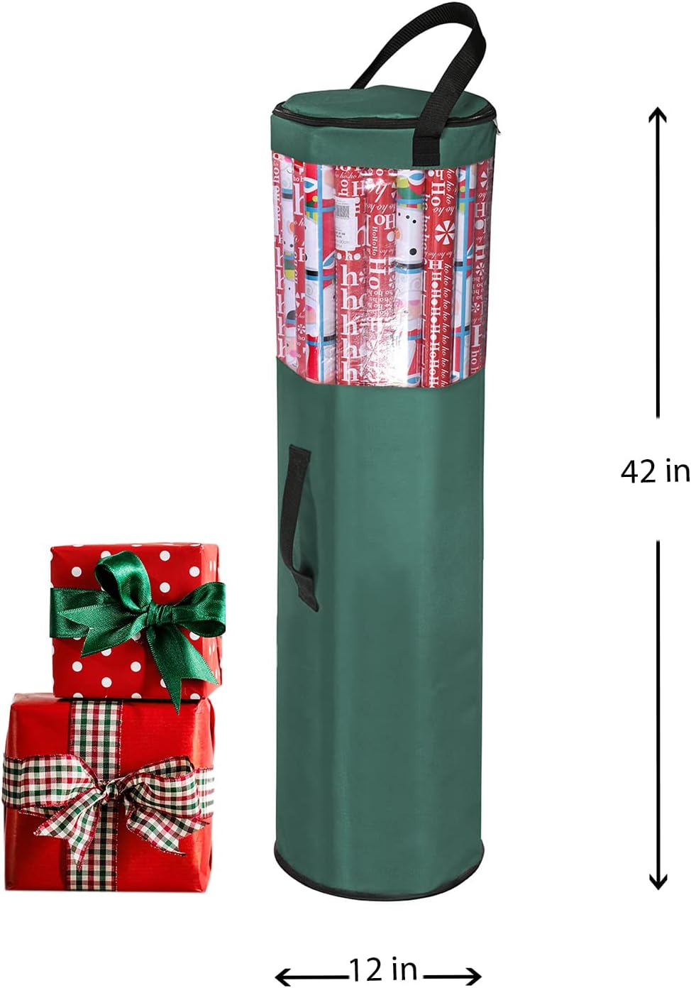 Wrapping Paper Storage Bag | Wrapping Paper Organizer Under Bed for Storing Multiple Rolls of Gift Wrap, 42” Length Container Constructed of Durable 600D Oxford Material (Green)
