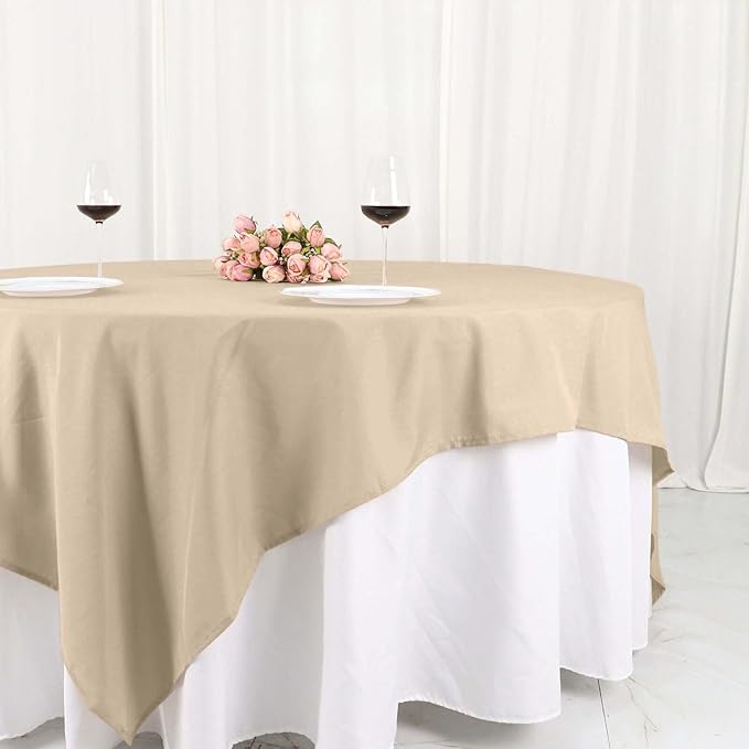 Efavormart 90" Nude Wholesale Linens Polyester Square Linen Tablecloth for Kitchen Dining Catering Wedding Birthday Party Events